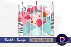 Love letter with hearts and floral Tumbler PNG Design Product Image 1
