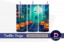 Halloween night with pumpkins and Tumbler PNG Design Product Image 1