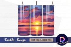 Colorful sunset over water tumbler wrap design Product Image 1
