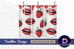 Strawberries and lips pattern for Tumbler PNG Design Product Image 1