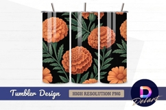 Orange marigold flowers dark Tumbler PNG Design Product Image 1