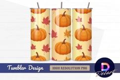 Autumn pumpkins and leaves seamless Tumbler PNG Design Product Image 1