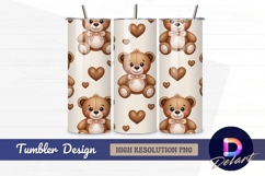 Teddy bears and hearts seamless Tumbler PNG Design Product Image 1