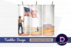Cowboy with american flag desert Tumbler PNG Design Product Image 1