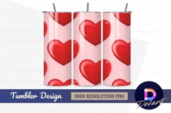 Red hearts pattern on light pink Tumbler PNG Design Product Image 1