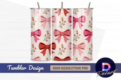Pink and red bow seamless pattern Tumbler PNG Design Product Image 1