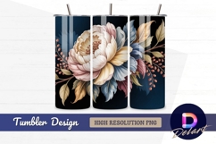 Elegant peony bloom and leaves Tumbler PNG Design Product Image 1