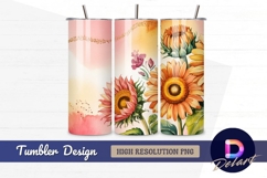 Watercolor sunflower illustration tumbler wrap template Product Image 1
