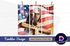 Watercolor eagle on cross with Tumbler PNG Design Product Image 1