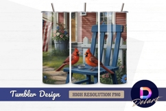 Cardinals on blue chair american Tumbler PNG Design Product Image 1
