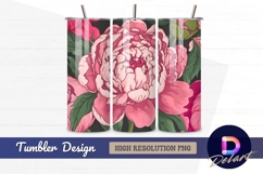 Pink peonies floral pattern Tumbler PNG Design Product Image 1