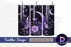 Purple moon floral pattern tumbler wrap design Product Image 1