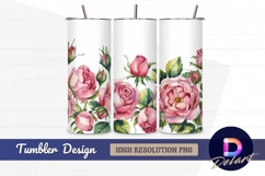 Watercolor pink roses tumbler wrap design Product Image 1