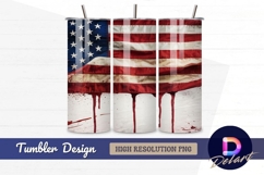 Distressed american flag with dripping Tumbler PNG Design Product Image 1
