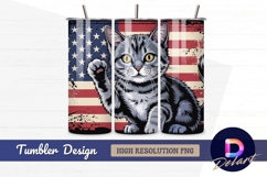 Patriotic cat with american flag Tumbler PNG Design Product Image 1