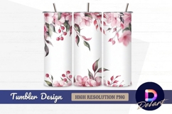 Pink floral watercolor design Tumbler PNG Design Product Image 1