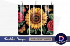 Sunflower roses and monarch butterfly Tumbler PNG Design Product Image 1