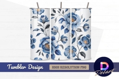 Blue floral seamless pattern Tumbler PNG Design Product Image 1