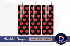 Red hearts on black seamless Tumbler PNG Design Product Image 1