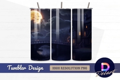 Spooky mansion over water with Tumbler PNG Design Product Image 1