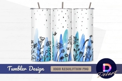 Whimsical blue flower garden doodle Tumbler PNG Design Product Image 1