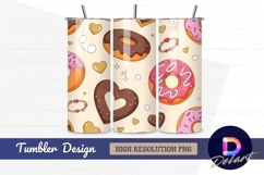 Cute donuts and hearts pattern Tumbler PNG Design Product Image 1