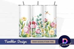 Watercolor floral Tumbler PNG Design illustration Product Image 1