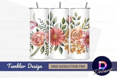 Watercolor floral border with butterfly tumbler wrap Product Image 1