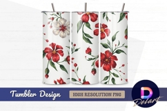 Red floral seamless pattern watercolor tumbler wrap Product Image 1
