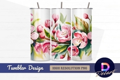 Watercolor cherry blossom spring Tumbler PNG Design Product Image 1