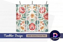 Watercolor floral pattern design Tumbler wrap PNG Product Image 1