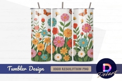 Cheerful floral meadow butterflies Tumbler Wrap PNG Design Product Image 1