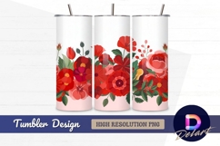Red floral arrangement Tumbler Wrap PNG Design Product Image 1