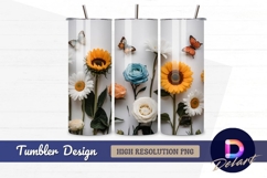Floral arrangement with butterflies Tumbler Wrap PNG Design Product Image 1