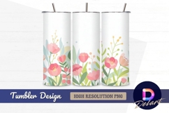 Gentle pink floral border Tumbler Wrap PNG Design Product Image 1