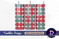 Retro circles pattern teal red Tumbler Wrap PNG Design Product Image 1