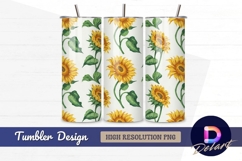 Watercolor sunflower floral Tumbler Wrap PNG Design Product Image 1