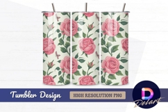 Watercolor pink roses butterfly floral Tumbler Wrap PNG Product Image 1