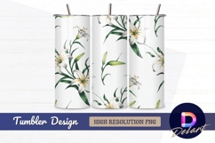 White lilies seamless pattern for Tumbler Wrap PNG Design Product Image 1