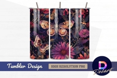 Floral butterflies deep dark Tumbler PNG Design Product Image 1