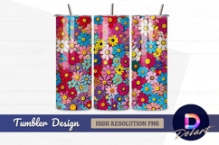 Vibrant colorful daisy floral Tumbler PNG Design Product Image 1