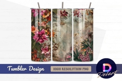 Grunge floral background Tumbler PNG Design Product Image 1