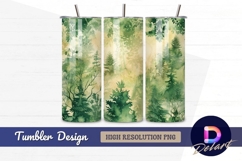 Watercolor green forest trees Tumbler PNG Design Product Image 1