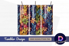 Colorful knitted braids and flowers Tumbler PNG Design Product Image 1
