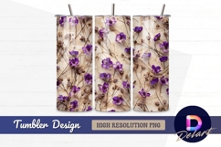Purple flowers and brown Tumbler PNG Design Product Image 1