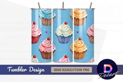 Colorful cupcake repeat pattern Tumbler PNG Design Product Image 1