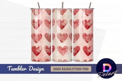 Watercolor hearts valentines day Tumbler PNG Design Product Image 1