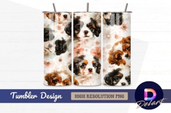 Cavalier puppies and flowers for Tumbler PNG Design Product Image 1