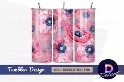 Pink floral watercolor Tumbler PNG Design Product Image 1