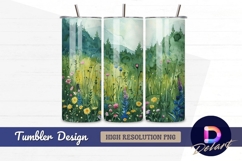 Watercolor wildflower meadow forest Tumbler PNG Design Product Image 1